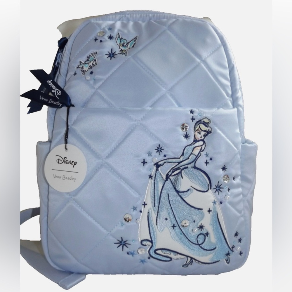 Disney Light Blue Quilted Backpack with Cinderella Design